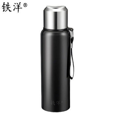 铁洋 黑色全钢智能显温保温杯 800ML 个