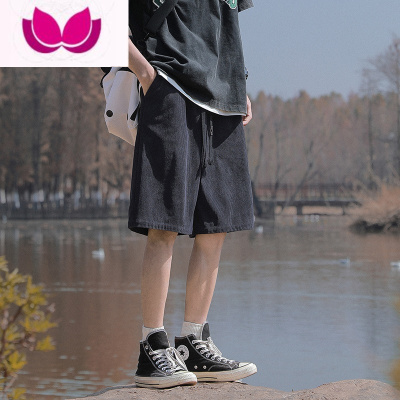 七斓灯芯绒短裤男夏季薄款潮流日系宽松休闲中裤潮牌直筒阔腿五分裤子