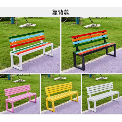 苏宁 金菲罗格 户外公园防腐木带靠背长椅室外长条凳
