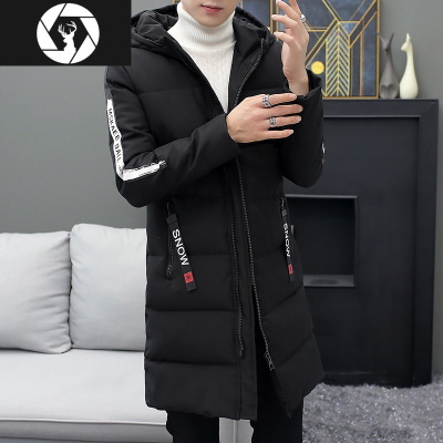 HongZun棉衣男士中长款羽绒棉服冬季连帽加厚青年帅气冬装防寒保暖棉袄子棉衣