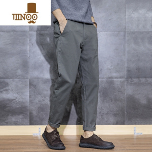YANXU直筒休闲裤男宽松工装长裤子男士修身韩版潮流百搭男裤