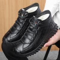 羊毛雪地棉鞋高帮皮鞋男鞋真皮加绒加厚棉靴保暖冬鞋厚底冬季新款