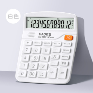 宝克(BAOKE)EC6837 彩色太阳能计算器 12位大屏幕显示 配7号电池1节 1个