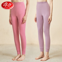浪莎秋裤女纯棉保暖裤女士全棉薄款内穿打底裤中高腰单件线裤 棉粉色+黑色(颜色自选备注) M [100%棉]肤色+黑色-L