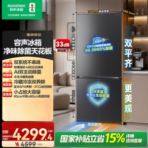 容声方糖2.0冰箱 505L十字门冰箱双系统循环主动除菌超薄嵌入式一级能效BCD-505Q50CZLBD灰
