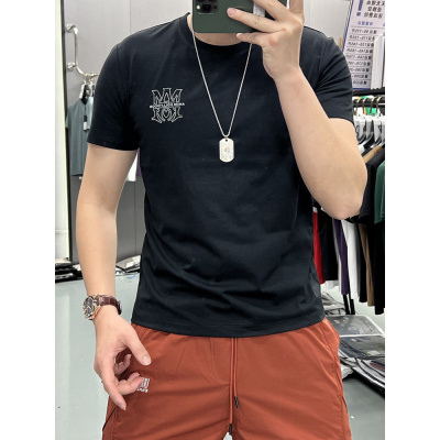 痞帅重磅印花男装丝光棉短袖T恤青年夏季新款ins潮牌街头修身上衣