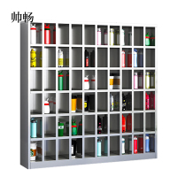 帅畅201不锈钢员工车间多格茶杯放置收纳柜60格水杯柜1500*1500*250