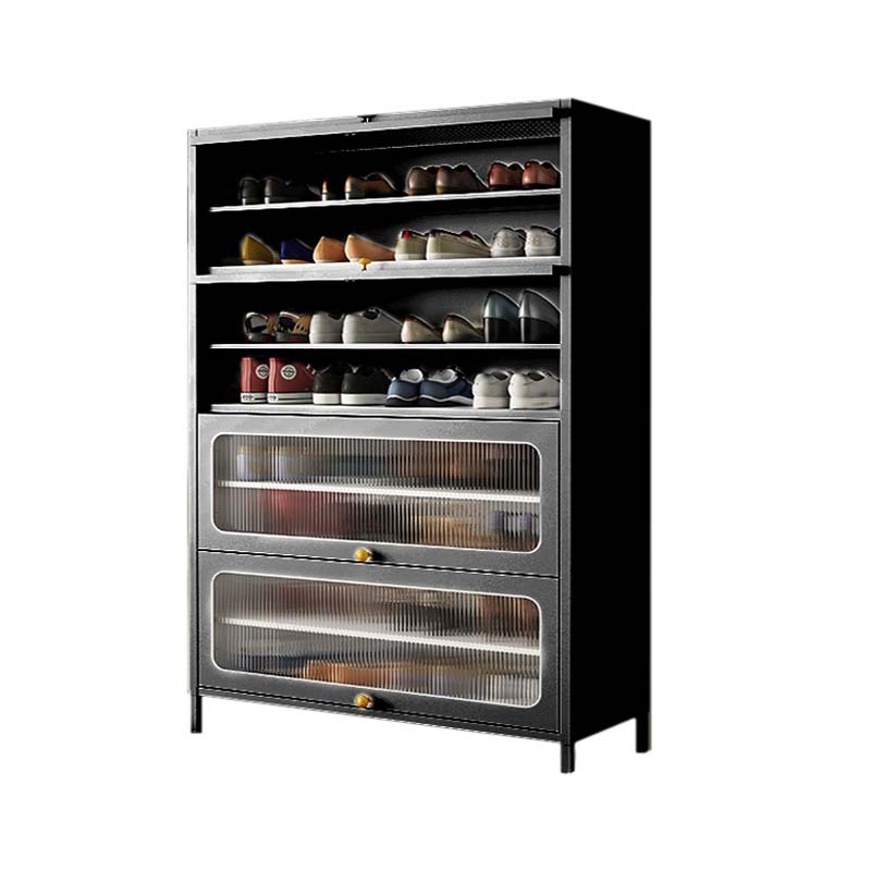 铭威盾家用门口鞋柜新款2024室内入户储物柜一体翻门钢制4门8层100宽-灰