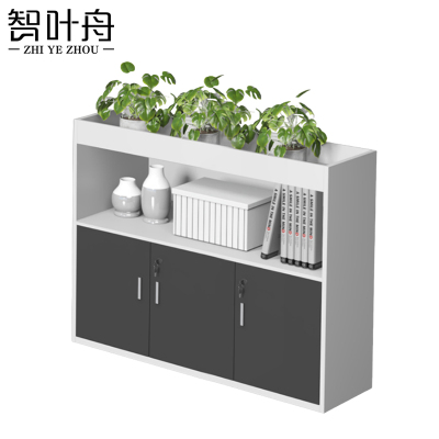 智叶舟矮柜文件柜镂空三门120*30*100cm台