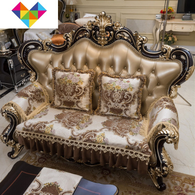 雪尼尔面料欧式沙发垫防滑四季通用布艺皮沙发坐垫扶手巾英伦咖80+下垂*180坐垫御蓝锦