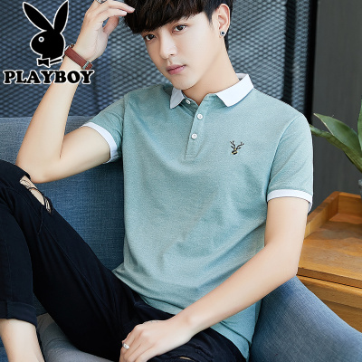 精选特卖厂家直营-花花公子男士短袖T恤潮流韩版夏季青少年半袖翻领帅气POLO衫男装