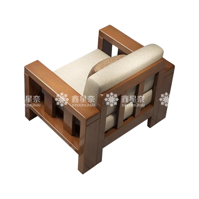 鑫星奈 XXN3113006 简约实木沙发胡桃色实木沙发 单人位