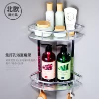 浴室置物架免打孔卫生间壁挂式厕所洗手间洗漱台三角毛巾收纳架子 三维工匠 经典黑双层-防割手