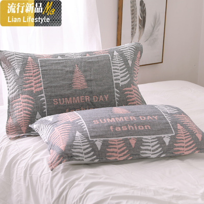 一对装棉纱布枕巾加大加厚枕头巾四季学生成人情侣棉枕巾 三维工匠