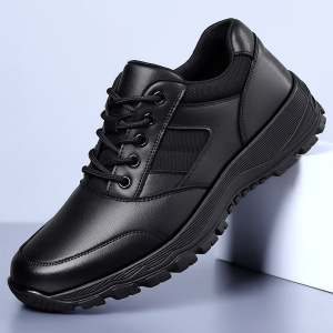 时尚休闲鞋男2024新款单鞋加绒保暖真皮男鞋中老年爸爸鞋厂家直销