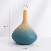 景德镇创意陶瓷小花瓶摆件客厅插花满天星干花电视柜艺术水养装饰 三维工匠 青韵A款花瓶+干花