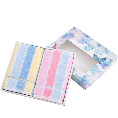 金号A类纯棉加厚洗脸巾毛巾2条装礼盒GA1087W高档礼盒柔软舒适居家生活节日送礼