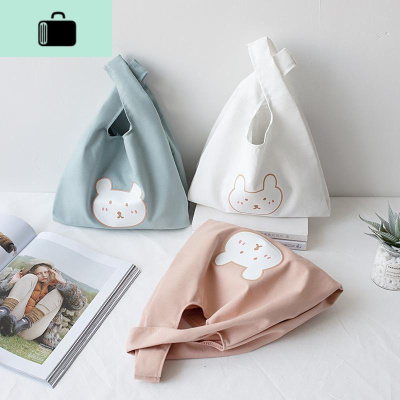 ins手提帆布包女学生日系文艺韩版可爱小熊饭盒便当包小布包定制NEWLAKE女手包