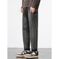 工厂直销宽松牛仔裤男士新款休闲直筒简约时尚百搭耐磨长裤四季款