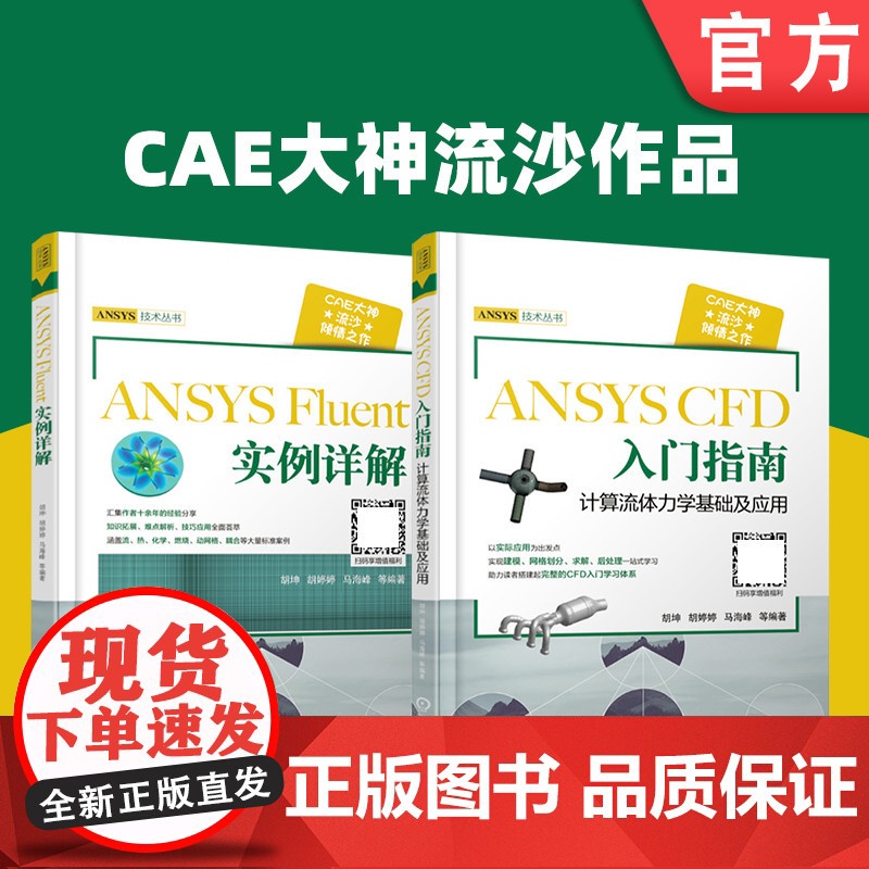 套装 正版 共2册 CAE大神流沙作品 ANSYS Fluent 实例详解 ANSYS CFD 入门指南计算流体力学