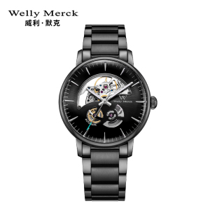welly merck威利默克手表男新款自动机械表品牌正品防水时尚男表星球系列镂空腕表WM019M