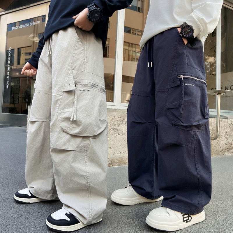 男童春装裤子2026新款中大童春秋款男孩春季休闲儿童直筒工装长裤