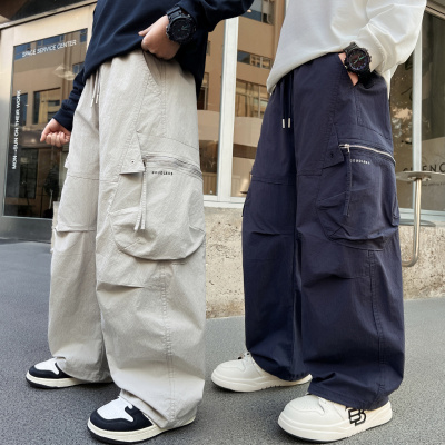 男童春装裤子2026新款中大童春秋款男孩春季休闲儿童直筒工装长裤