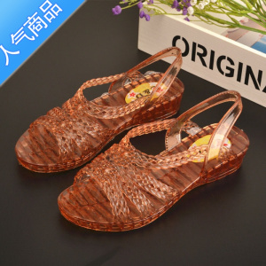 SUNTEK2023新款高跟凉鞋鱼嘴塑料鸟巢鞋夏季水晶果冻鞋厚底鞋女鞋沙滩鞋