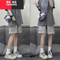 YIBUSHENG灰色运动短裤女季薄款2024新款高腰宽松五分学生显瘦休闲裤