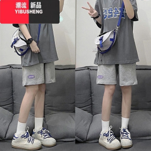 YIBUSHENG灰色运动短裤女季薄款2024新款高腰宽松五分学生显瘦休闲裤