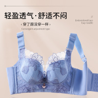 新款夏无磁铁无钢圈全罩杯刺绣大码内衣女调整型大胸显小收副乳罩