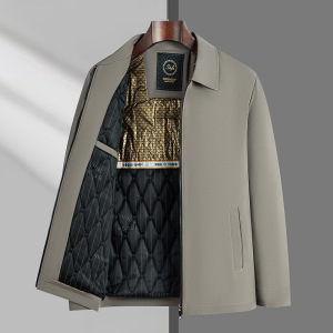 爸爸新款行政夹克男加厚加棉秋冬季新款商务通勤翻领男士外套