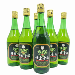 山西杏花村酒竹叶青酒45度露酒大玻竹500mlX6瓶装(无原箱)