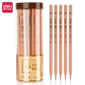 得力(deli)得力六角书写铅笔原木学生素描绘画笔2HHB2H桶装写字 S907-2B-50支筒 桶装