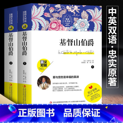[正版]中英双语新版 基督山伯爵上下全2册 中英英汉对照中英文双语世界名著中文版英文版读名著学英语英语英语大书虫世界经