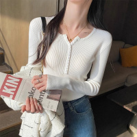 薄款针织衫秋季新款女装灰色毛衣v领内搭打底衫修身韩系上衣