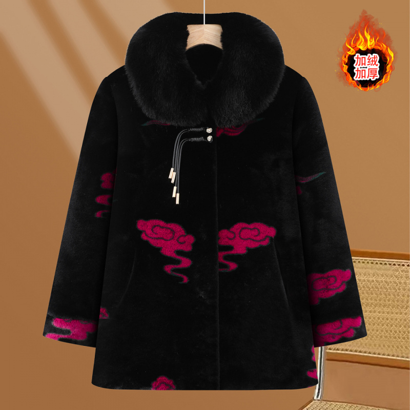 加绒保暖中老年女装时尚洋气奶奶装大棉衣60岁大码女老人家衣服厚