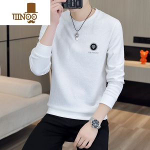 YANXU卫衣男士款潮ins宽松白色圆领秋衣服长袖t恤青年体恤打底小衫