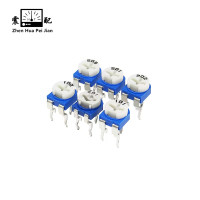 震配 精密可调电位器/电阻器/变阻器 RM065蓝白卧式 100Ω至1MΩ(阻值欧姆数备注) 只