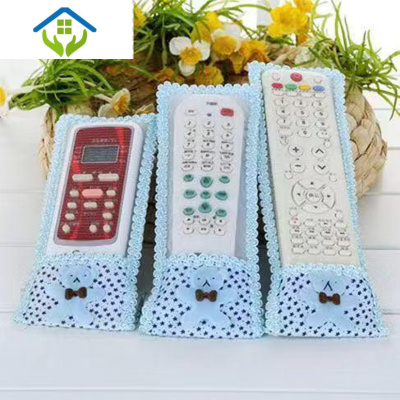 御蓝锦电视空调遥控器保护套机顶盒遥控器套透明防尘罩遥控板套布艺通用小熊款蓝色2个装大中-