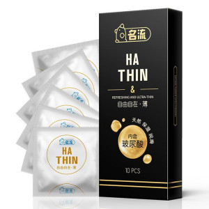 名流(Personage)玻尿酸避孕套自由自在10只装超薄款安全套光面润滑夫妻性生活房事女用计生器械男性系列成人情趣用品