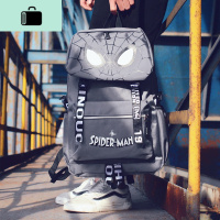 背包男双肩包ins时尚潮流休闲简约帆布旅行包韩版高中大学生书包NEW LAKE B135灰+挂件大款50*38*18cm