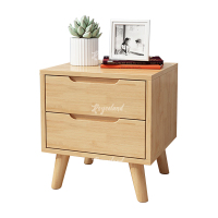 洛诗莲 (RoyceLand) 实木床头柜简约床边柜子收纳柜储物柜 斜脚双抽款