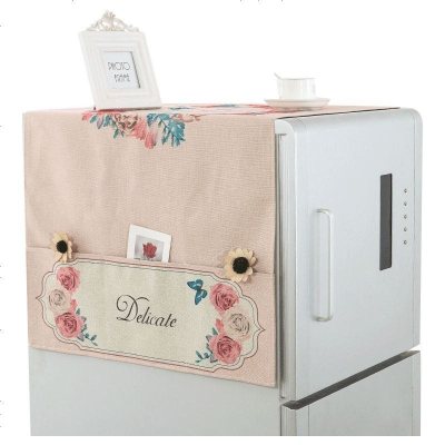 布莱梦布艺冰箱防尘罩单开冰箱罩简约冰箱盖布巾滚筒洗衣机微波炉防尘布粉欧花小双开冰箱150*60cm