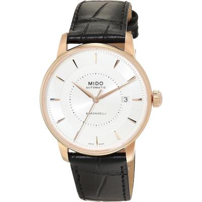 Mido男表 M0374073603101银色圆盘皮带自动机械表抗磁防震时尚休闲表