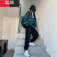 YIBUSHENG灰色运动裤女宽松束脚休闲哈伦裤子女秋冬束口加绒卫裤女冬季加厚休闲裤