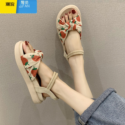 聚范仙女风网红凉鞋女外穿2021年夏季新款学生百搭厚底沙滩罗马凉拖潮