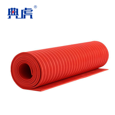 典虎 绝缘垫 红色条纹10mm*1m*5m 耐压35KV 卷