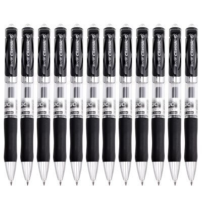 宝克(BAOKE)ZA3501 0.5mm按动中性笔办公签字笔 子弹头水笔 12支/盒 1盒