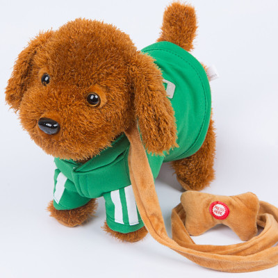 儿童电动毛绒玩具狗狗会唱歌会叫电子机器狗仿真泰迪牵绳走路小狗12345岁男孩绿色泰迪180首歌+动嘴+内存下载+豪礼